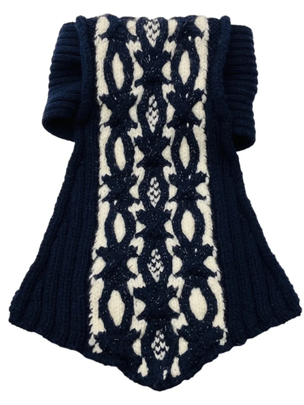CHANEL NAVY / ECRU 2018 WOOL AND CASHMERE KNIT COLLAR